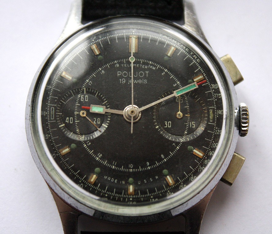 Poljot 3017 Military Chronograph Watch Black USSR 1960s